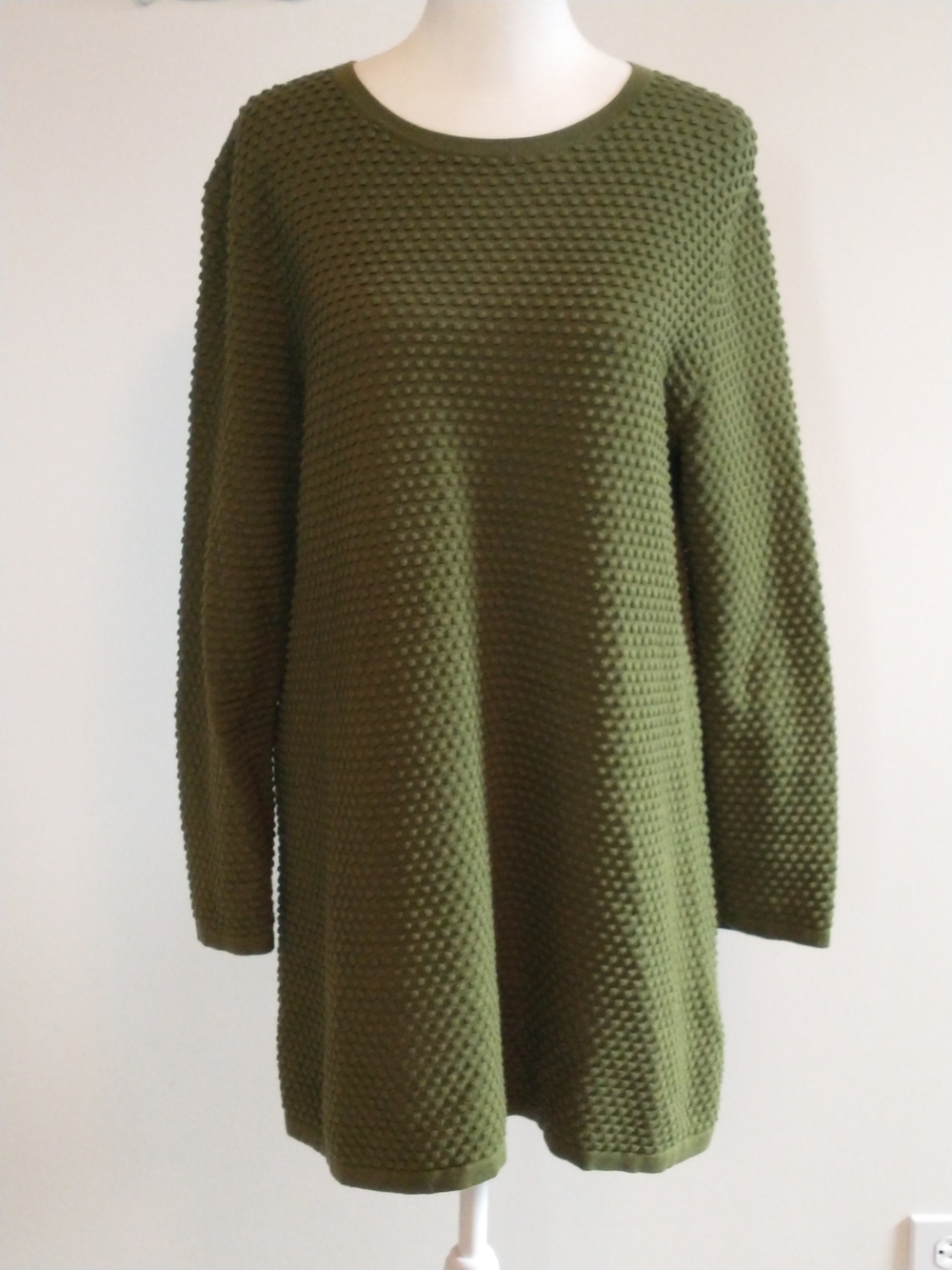 COS Olive Green Textured Crewneck Sweater